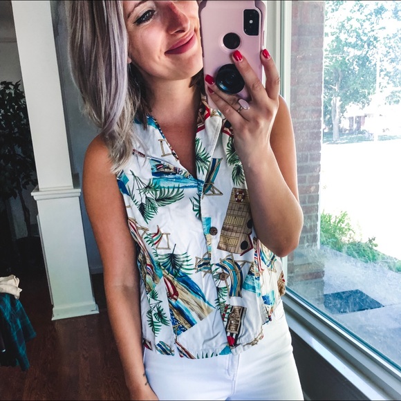 Jamaican Bay Hawaiian Sleeveless Shirt M or S - Picture 3 of 6